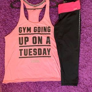 PINK Victoria Secret Gym outfit top and bottom